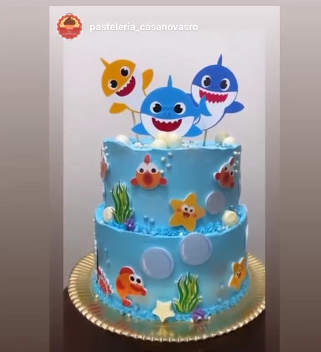 Topper Baby Shark Adorno Torta  Imprimible Personalizado