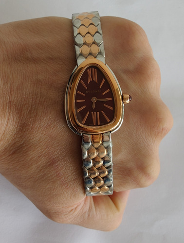 Reloj Bnlgr Mod. Serpentie Seduttorie Dama Correa Oro Rosa/plata Bisel Oro Rosa Caratula Vino (Usado)