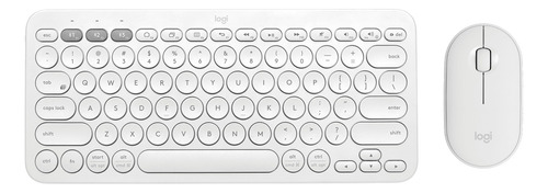 Kit de teclado y mouse inalámbrico Logitech K380 + M350 Inglés UK de color blanco crudo
