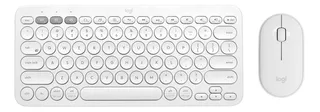 Kit de teclado y mouse inalámbrico Logitech K380 + M350 Inglés UK de color blanco crudo