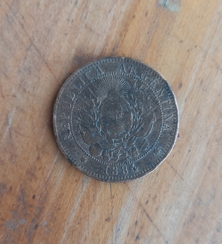 B-argentina Moneda Nacional 2 Centavos Patacon 1884 Cobre