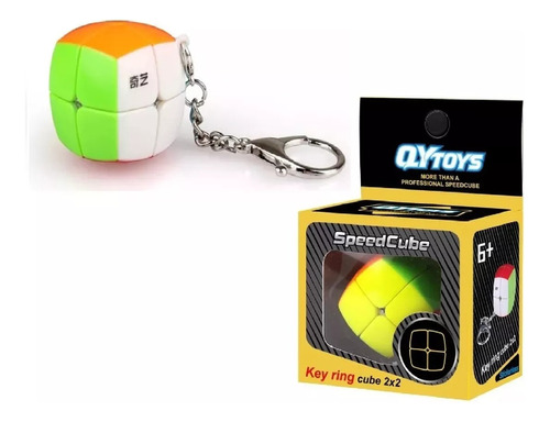 Llavero Cubo Magico Stickerless Qytoys Color 2x2 Key Ring