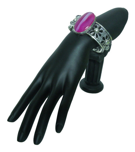 Pulsera Bañada En Plata 925 Con Ágata Botswana Encaje