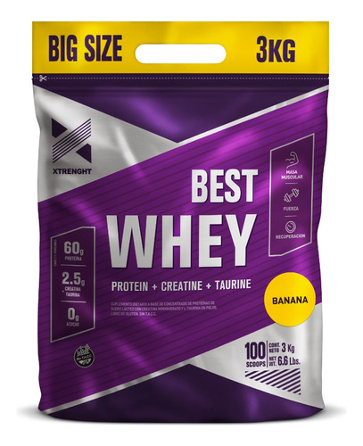 Whey Proteina Xtrenght Best 3kg Bolsa Big Size+vaso 100usos