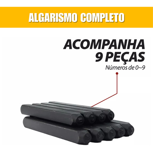 Jogo Marcador Pino Chassi Punção Algarismo 8mm Números Snel Ferramentas