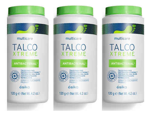 Pack 3 Talco Para Pies Antibacterial Xtreme 120g  Esika 