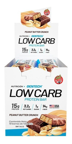 Low Carb Protein Bar Cajita Proteina 10 Unidades Gentech 15g
