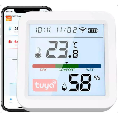 Sensor Digital Temperatura Humedad Wifi Only App Tuya