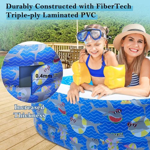 Piscina Inflable Para Niños, 96 X 56 X 22 Pulgadas, Piscina