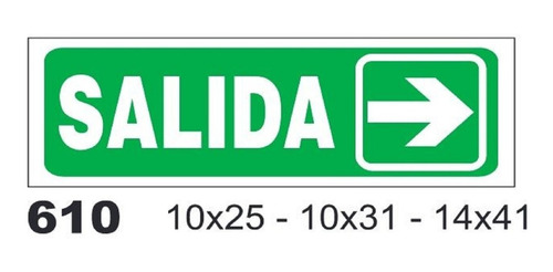 Cartel Salida Flecha Hacia Dcha Fotoluminiscente 14x41 Cm
