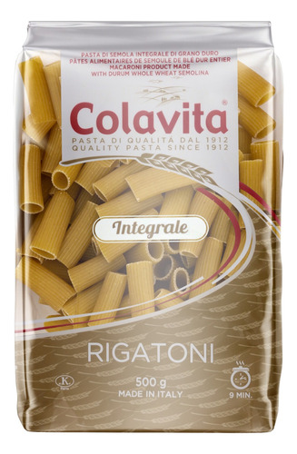 Macarrão de Sêmola de Trigo Grano Duro Integral Rigatoni Colavita Pacote 500g