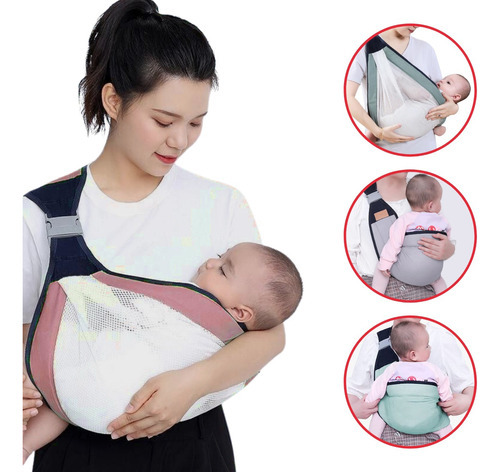 Sling Carregador Bebê Ergonômetro Compacto Leve Ajustável Cor Rosa