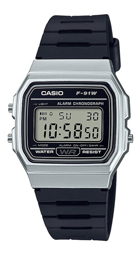 Reloj Casio Retro Unisex F91wm-7a  Digital  Negro/plateado