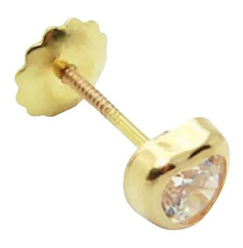 Par Aros Con Tuerca Oro 18k Corazón Cubick 4mm. Engarzados