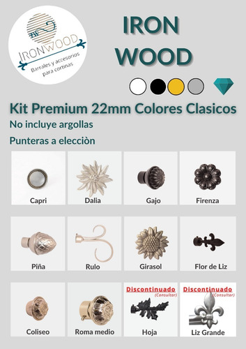 Barral Cortina Ironwood 22mm A Medida De 1 A 4m Linea Nakash Negro Cualquier Terminal
