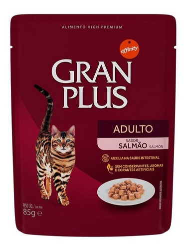 Sachê Gato Adulto Salmão 85g Gran Plus Kit 20 Unid.