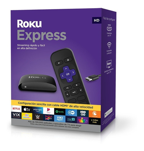 Imagen 1 de 6 de Roku Express Dispositivo De Streaming Hd Con Cable Hdmi 