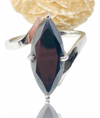 Anillo Conpromiso Plata 925 Diamante Moissanita Negro 18x9mm