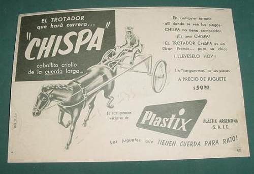 Publicidad Antigua Juguete Sulky Trotador Chispa Plastix