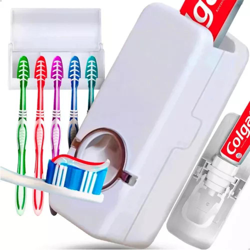 Dispenser Pasta De Dente Automatico+suporte Escovas Suporte