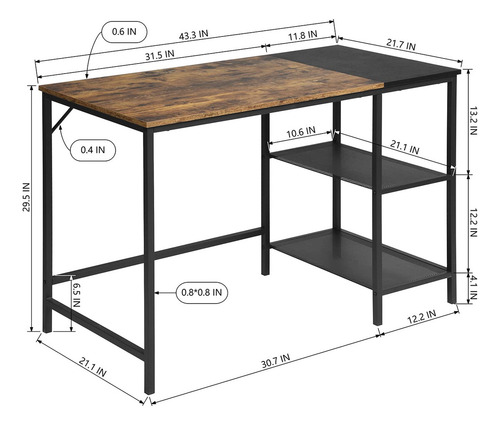 Furniturer Escritorio Para Computadora De 43 Pulgadas