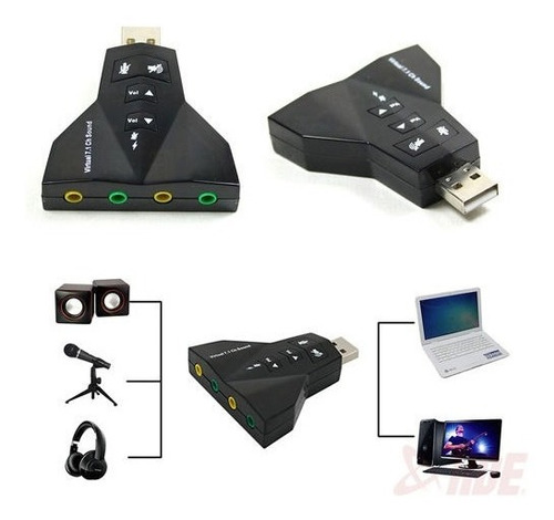 Externa 7.1 Canales Usb Tarjeta De Sonido 3d Audio Laptop Pc