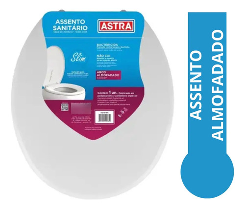 Assento Vaso Sanitário Slim Almofadado Universal Oval Astra