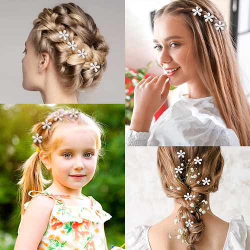 Ruiyue 10 Pinzas Cabello Accesorio Broche Flor De Perlas
