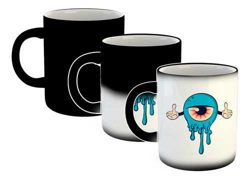 Taza Magica Ojo Art Caricatura Celeste