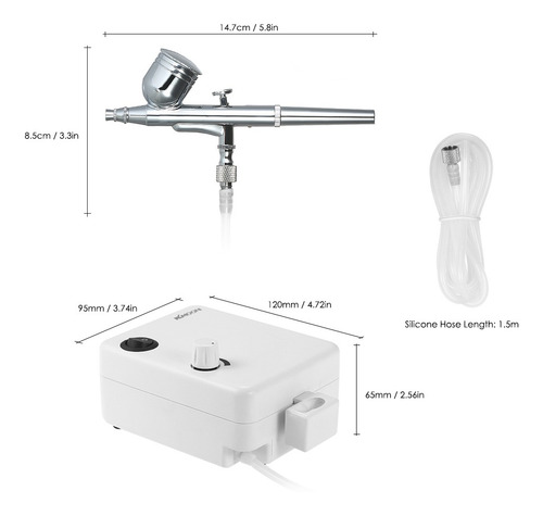 Imagen 3 de 6 de Mini Compresor De Aire Con Aerógrafo Multiusos