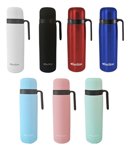 Termo En Acero Inox Berlina 1 Litro Con Asa Y Pico Cebador Color Azul