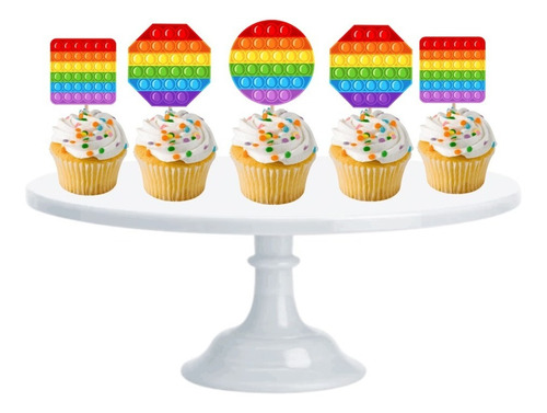 Pop Its Cupcake Toppers Adorno Para Muffins X10