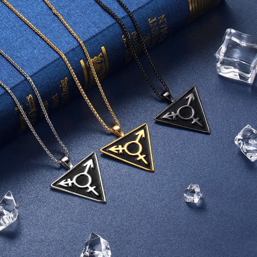 Lindos Colares Lgbt Banhados A Prata Com Pingente Triangular