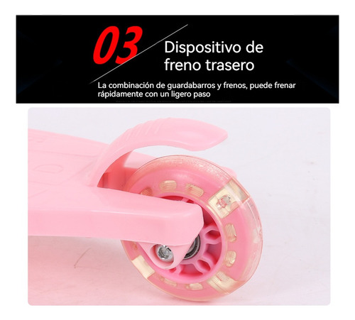 Scooter Infantil Con Led Ruedas Y Taburete,altura Ajustable