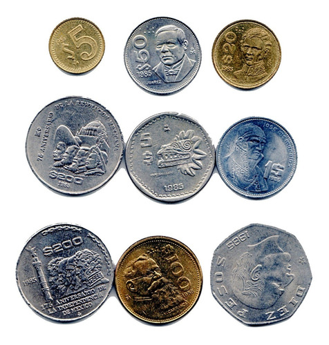 9 Monedas  Año 1985  Todas Diferentes Nuevas