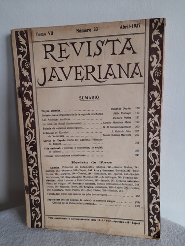 Revista Javeriana / Abril 1937