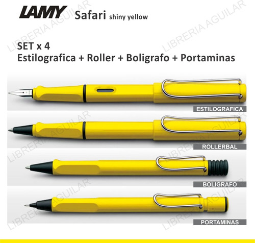 Set 4 Lamy Safari Amarillo Pluma Roller Boligrafo Portaminas