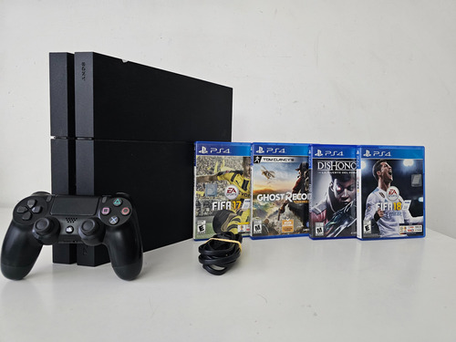 Playstation 4 Fat 500gb + Cable Power, Juegos Y Control-leer