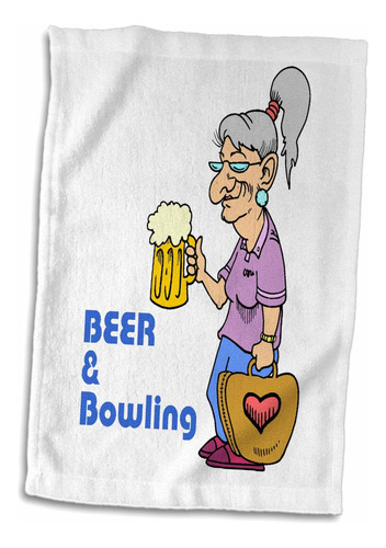 3d Rose Funny Beer And Bowling Grandma Design Toalla De...