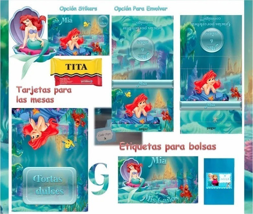 Kit Imprimible La Sirenita Ariel Sirena Mermaid S98