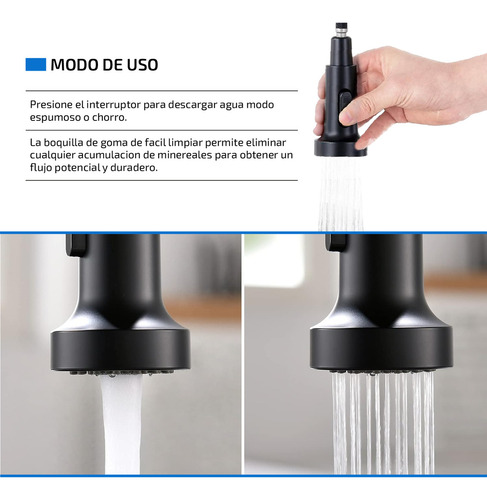 Griferia Extensible Cocina Mesada Canilla Monocomando Modern Negro Mate