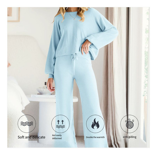 Tops De 2 Piezas Para Mujer Pantalones Anchos, Ropa El Hogar