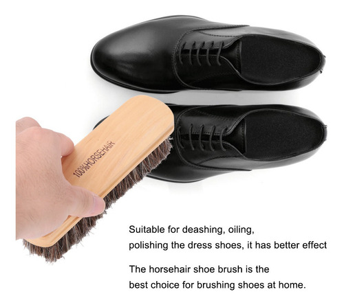 Langer & Messmer kit de 2 cepillos para zapatos hechos de 100% de crin de cavallo el cepillo ideal para la suela y el talón 