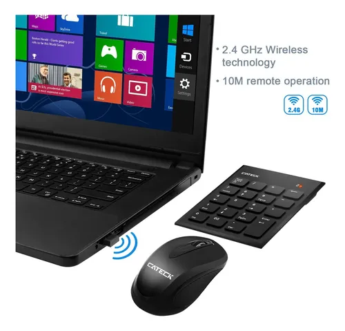 Combo Mouse Y Teclado Numerico, Inalambrico Negro | Cateck