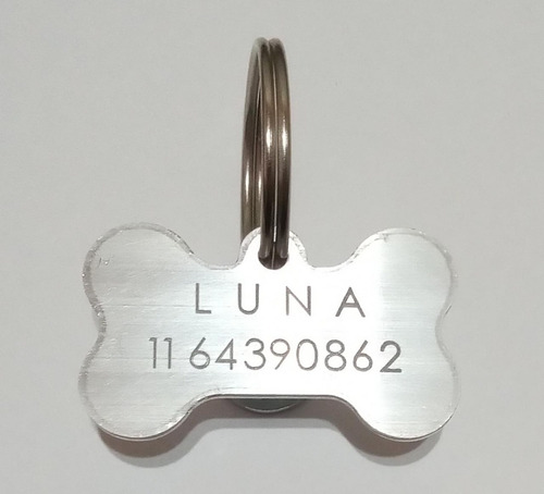 Chapitas Para Perros Grabada 2 Lados Forma De Hueso 1 Unidad