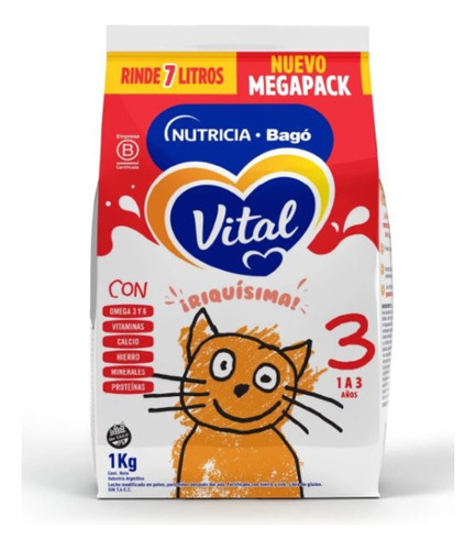 Nutricia Bagó Vital 3 leche de fórmula en polvo sin TACC en bolsa de 1kg 12 meses a 2 años