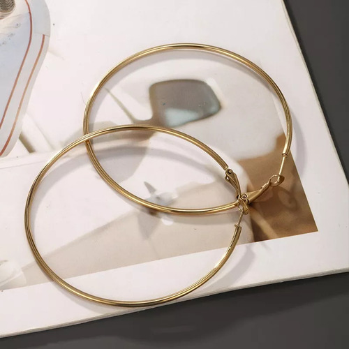 Aretes De Aro Grande Pendientes Chapado Oro 14k Dama