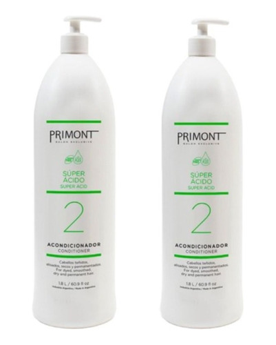 Primont Acondicionador Súper Ácido Pelo Teñido 1800ml X2