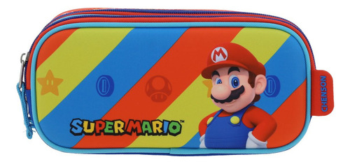 Lapicera Estuche Escolar Chenson Mario Bros Drivuen Niño Color Azul Oscuro Liso
