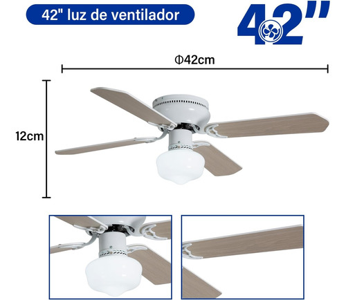Lampara Ventilador De Techo 2p Abanico 4 Mdf Control Remoto